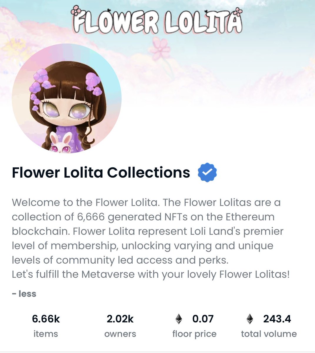 Little_fly_bra's tweet photo. 抽一个花花萝莉的NFT，同时也是夜间飞行的白☺️
Bought several @flowerlolitanft  few days ago, for cute loli and amazing project @YAKANHIKOU_NFT.
(one loli for one AL) 
like last time. follow / like &amp; retweet &amp; comment your friend. 
one flowerloli giveaway
#NFTGiveaways #NFTGiveaway https://t.co/nBi9FsCOyc