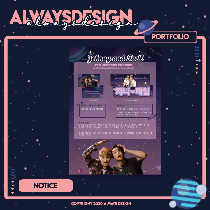 alwaysdsgns's tweet photo. ALWAYSDESIGN✨

:portfolio
💌NOTICE COMMISSION

#JOHNNY #TAEIL #NCT https://t.co/jReG1g4pYT