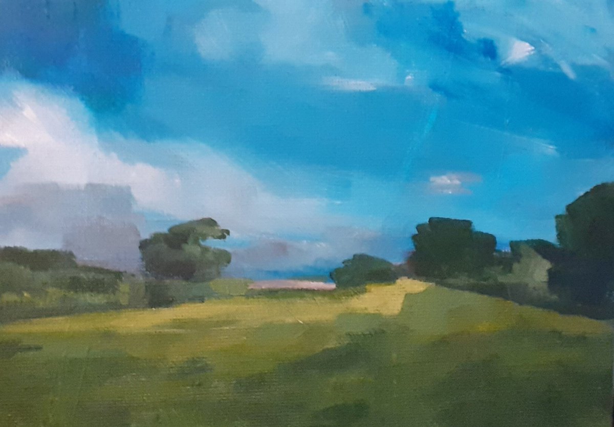 'The Green'. Just a little painting study, exploring colour/shape placements. #Ivybridge #devonlandscape #painting #landscapepainting #devonlife #devonartist