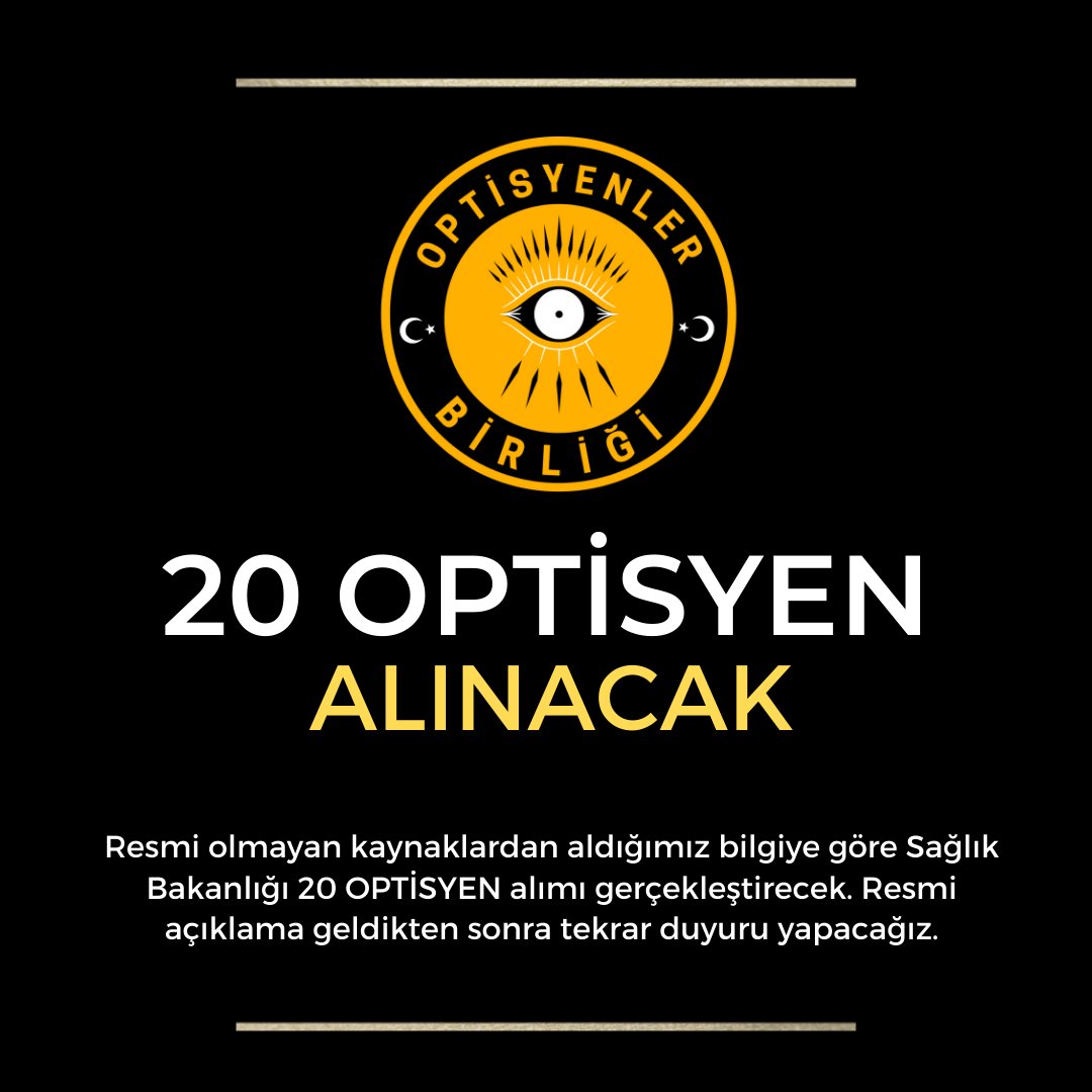 SON DAKİKA!!! Resmi olmayan kaynaklardan aldığımız bilgiye göre Sağlık Bakanlığı hastanelerin göz polikliniklerinde istihdam edilmek üzere 20 OPTİSYEN alımı gerçekleştirecek.
