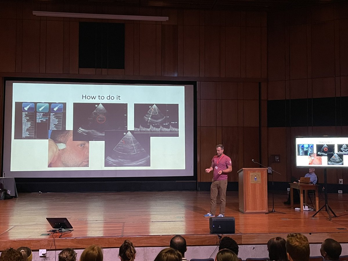 HartJedd's tweet photo. Session 2: what a young group of speakers! Imaging the brain with an ultrasound??? I say “witchcraft!”. Transcranial Doppler with @jakusventer #emssapocussymposium @Edbuggie check it out! https://t.co/Hx9nYXoluR