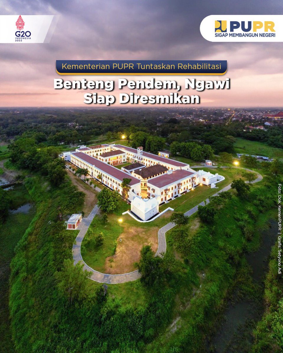 Kementerian PUPR telah menyelesaikan pekerjaan rehabilitasi bangunan di Kawasan Pusaka Benteng Van den Bosch atau biasa disebut Benteng Pendem di Kab. Ngawi, Jawa Timur.

#SigapMembangunNegeri