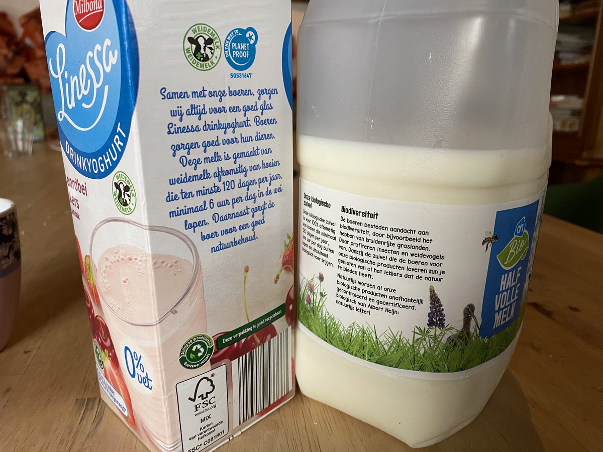 RachelleEerhart's tweet photo. Tijdens het ontbijt op ons familieweekend even deze teksten voorgelegd aan minder ingevoerde familieleden….: #planetproof #biologisch #biodiversiteitsclaims #biodiversiteit #albertheijn #lidl https://t.co/kGfvf4XJUu