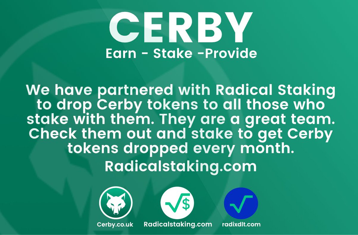 CerbyRadix's tweet photo. Simply share, like, retweet, more details for airdrop at https://t.co/bYxjHxtuPP and on telegram.
@CerbyRadix $xrd @BuyXRD @radixchart 
@RadicalStaking https://t.co/dOlbkwdhWr