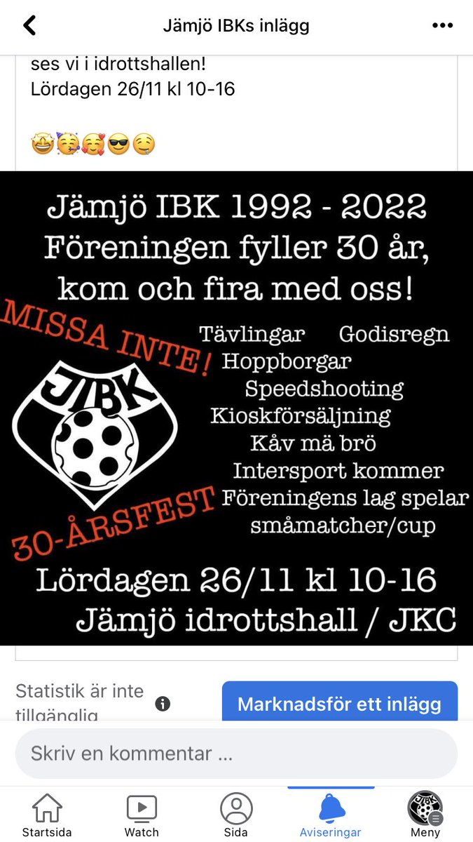 JamjoIBK's tweet photo. 30ÅRSJUBILEUM❤️🖤🤍 

 Vi ses i hallen idag, även a-lagsrepresentanter kommer att vara på plats. Väl mött! Grattis JIBK❤️🖤🤍 https://t.co/M1z5w3e5US