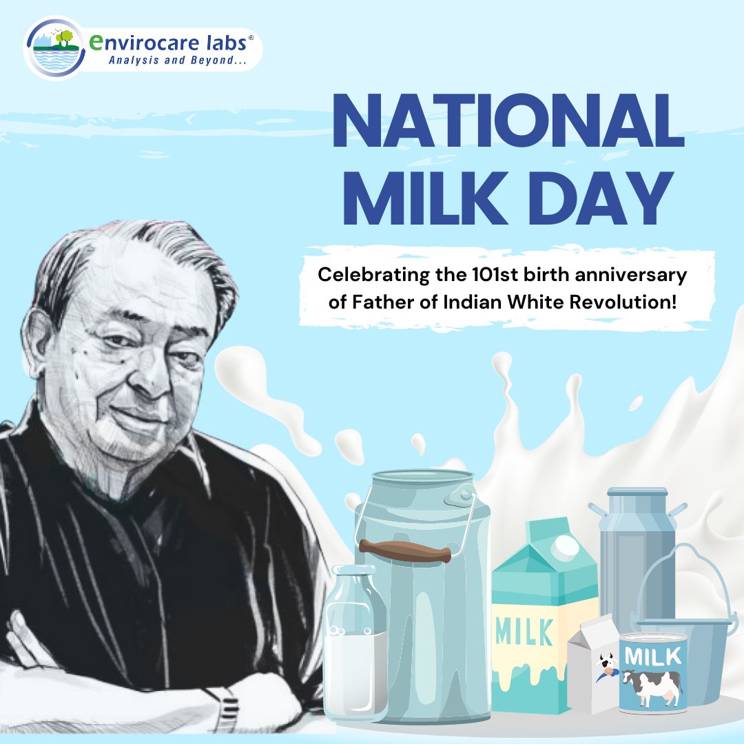 EnvirocareLabs's tweet photo. Remembering the father of the Indian White Revolution, Dr. #VergheseKurien on his 101st birthday anniversary! Today, #NewIndia ranks 1st contributing 23% to Global #Milkproduction.

#NationalMilkDay2022 #envirocarelabs #qualityindia https://t.co/IcNLv8aKKd