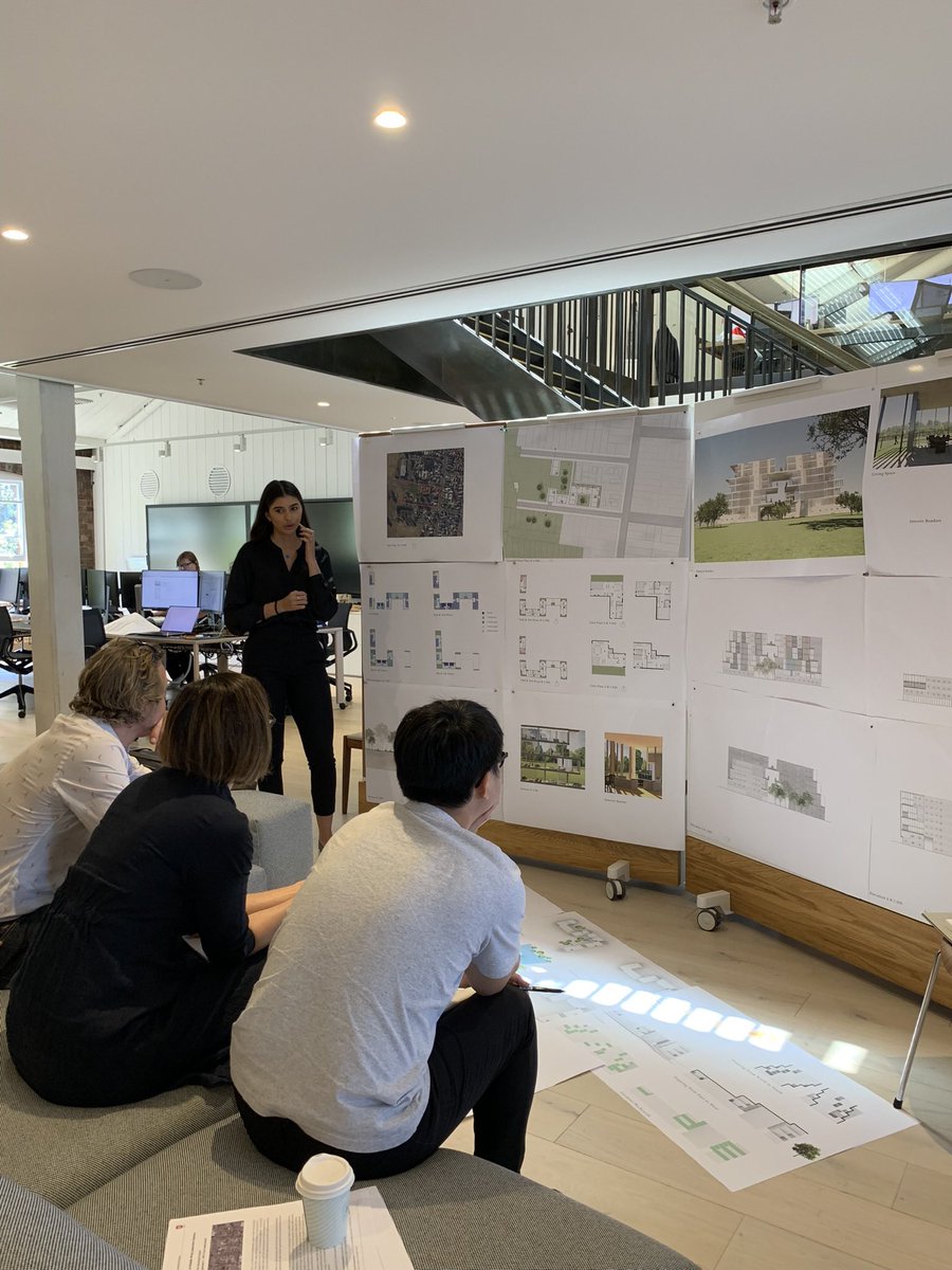 AKorSyd's tweet photo. Students of @westernsydneyu @urban_transform program given the rare opportunity to present their work to @COXArchitecture for review by senior staff. 3 students X 3 projects with drinks and an in-house talk on drawing to follow. Thanks new and old friends of @COXArchitecture! https://t.co/raTeosV7qI