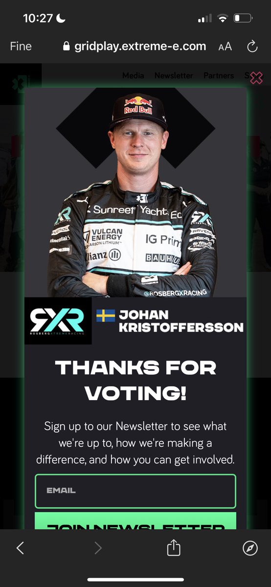 JasmineNico's tweet photo. Another day, new votes for @MikaelaAhlinK @JohanKMS88!!! ⚡️⚡️⚡️⚡️ go @rosbergxracing!!! 💙💙💙 #WinWithRXR https://t.co/gIvipc9ptm