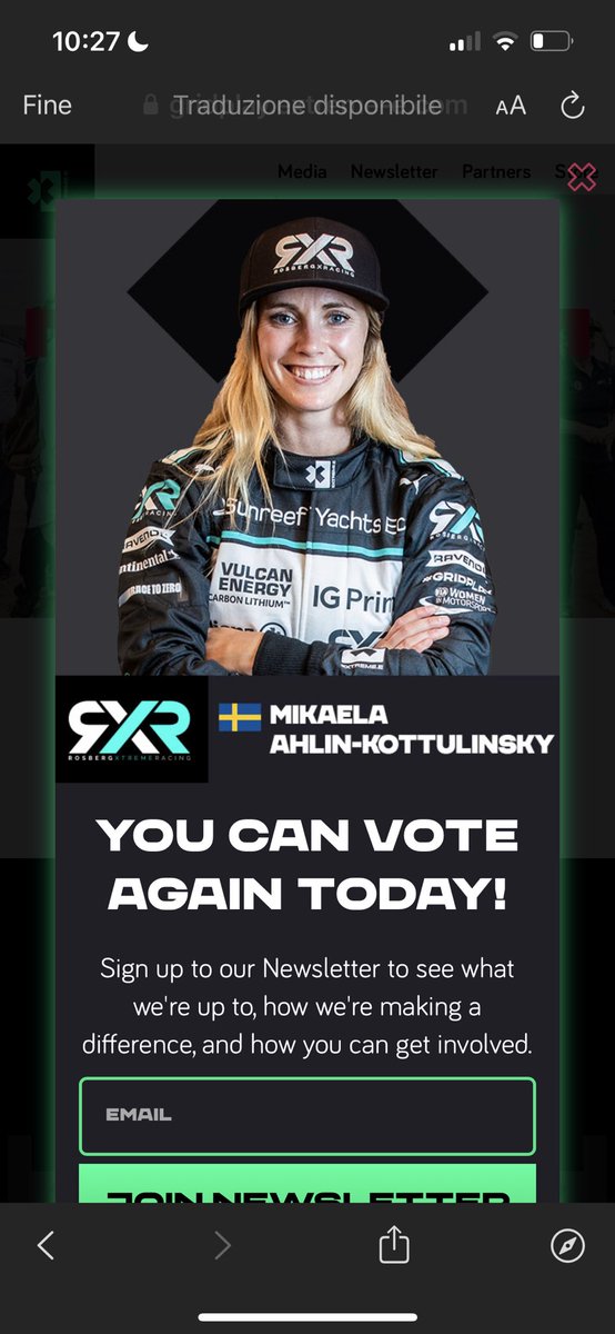JasmineNico's tweet photo. Another day, new votes for @MikaelaAhlinK @JohanKMS88!!! ⚡️⚡️⚡️⚡️ go @rosbergxracing!!! 💙💙💙 #WinWithRXR https://t.co/gIvipc9ptm