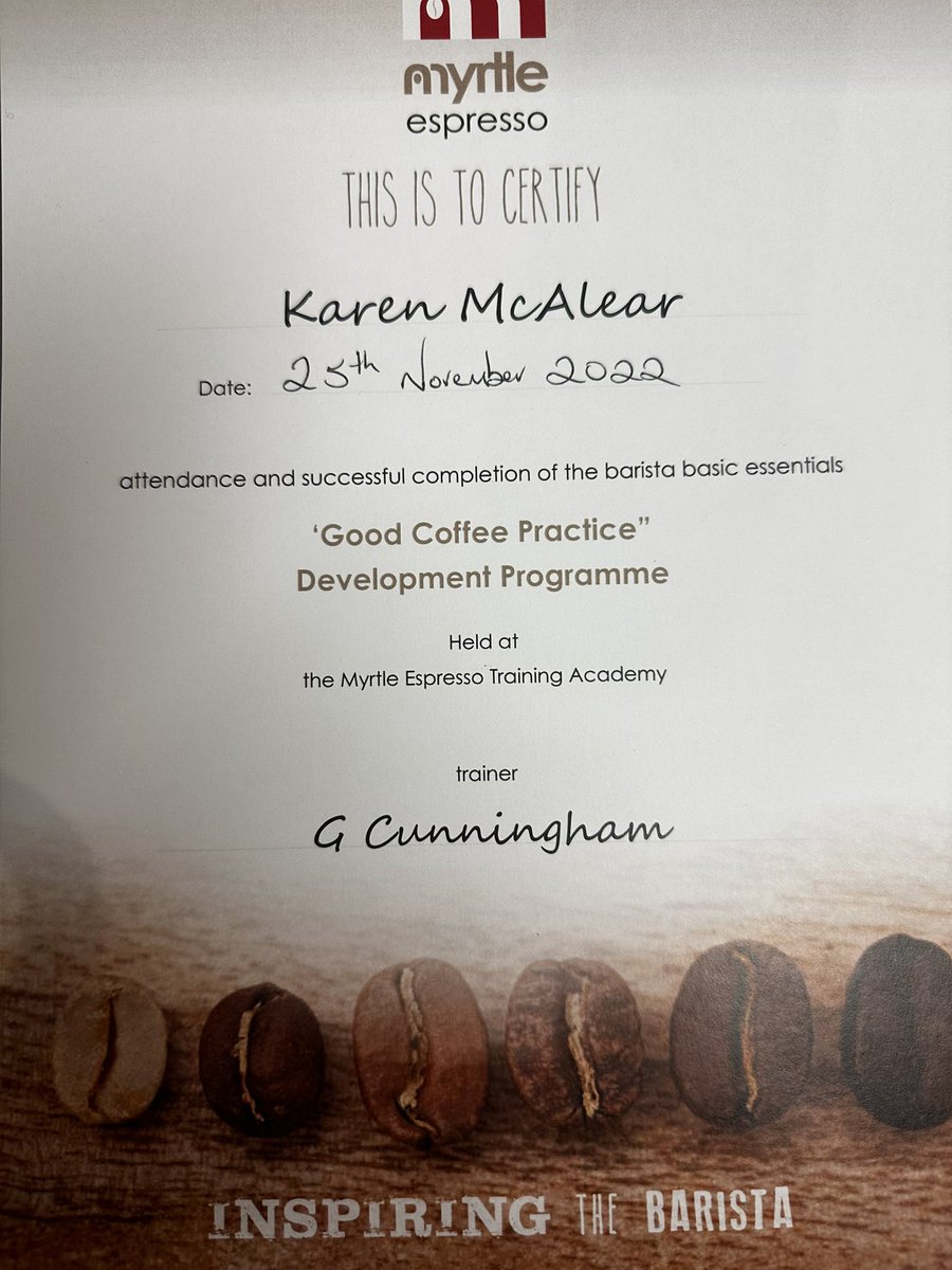 lyndaf1's tweet photo. @ArmadaleAcademy Mrs Fraser and Mrs McAlear learning some new skills! Thanks to Gary @myrtlecoffee for delivering baristas training. Looking forward to developing some new latte art skills and sharing our knowledge with students! ☕️☕️ https://t.co/BstLOLpS9V