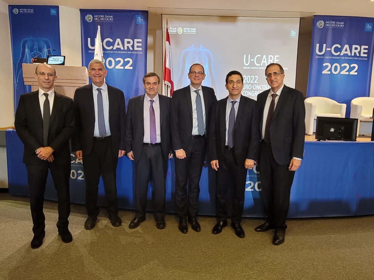 U-CARE 2022 today at Byblos
The Lebanese Society of Urology and the Association Francaise d'Urologie.
Prof Mohamad Moussa
Prof Alexandre de la Taille
Prof Raghid Khoury
Prof Khalil Armache
Prof Peyromaure