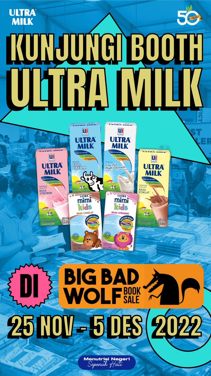 mymilk_id's tweet photo. Biar makin semangat hunting buku di BBW, jangan lupa mampir dulu ke booth Ultra Milk ya, Ultra People!
Happy hunting books, Ultra People!
#BigBadWolf #UltraMilk #MenutrisiNegeriSepenuhHati #Ultra50th https://t.co/59eCvra0Dc