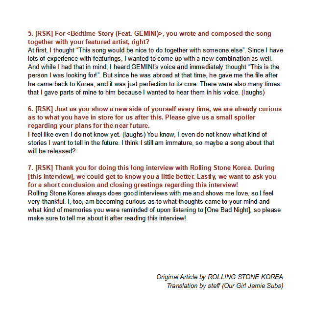 OGJsubs's tweet photo. [INTERVIEW]
“Boss &amp; Hot &amp; Sweet, JAMIE (제이미)” by ROLLING STONE KOREA

Translation in picture
Original link: https://t.co/I0jXKZVUsI
#JAMIE #제이미 #OneBadNight https://t.co/ZT0VjTVVRB