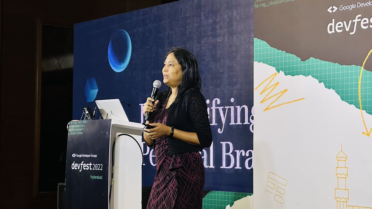 gdg_hyd's tweet photo. Do you need personal and business branding? Here we have @UmaKasoji @PratyushaRaj demystifying branding 🧭✨
#gdghyd #devfestghd #devfest2022 https://t.co/U9aRim1eR3