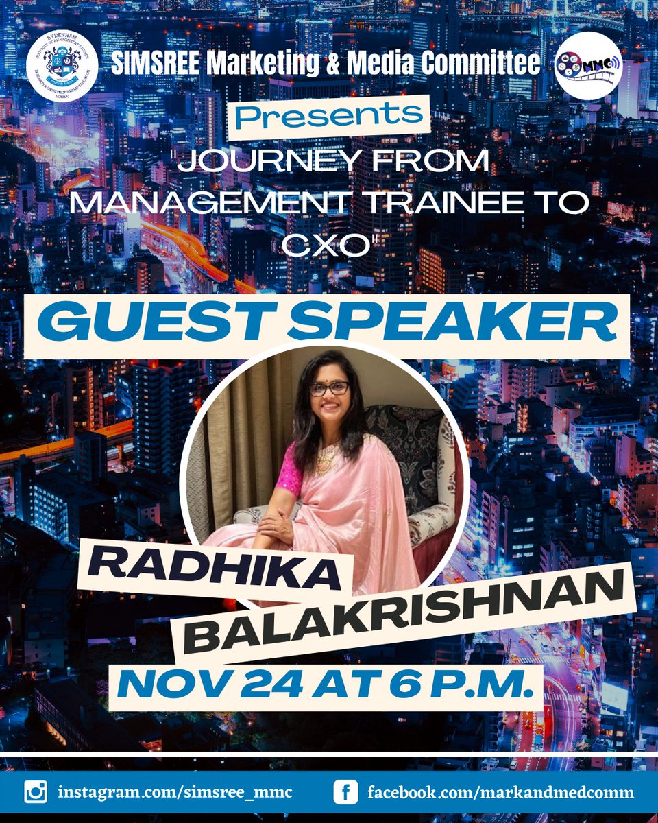 simsree's tweet photo. The new batch had an enriching experience, learning about the "Journey of a Management Trainee to CXO" in the Masterclass taken by Mrs Radhika Balakrishnan. https://t.co/zSvU6r7i35