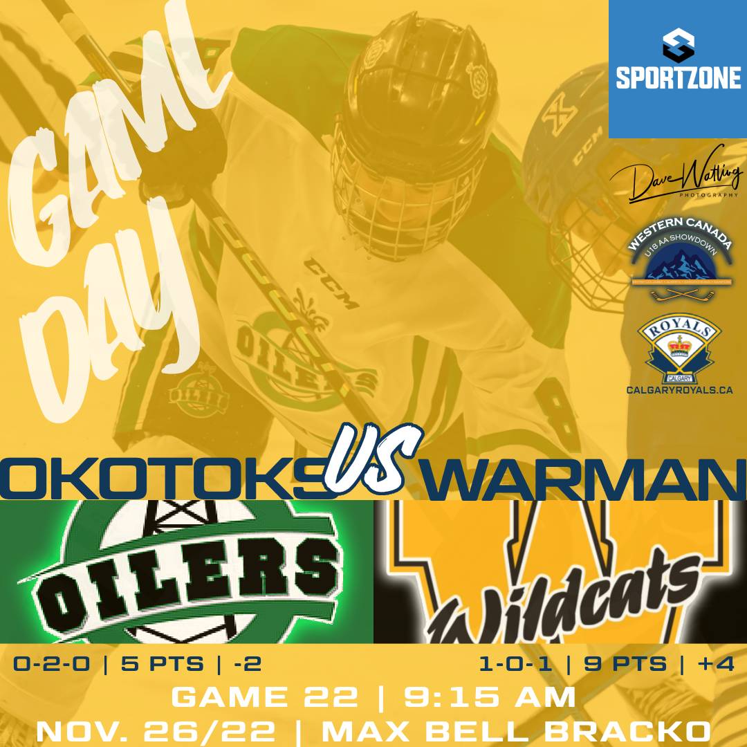 Gear up for another #GameDay presented by SPORTZONE! The <a href="/OilersMAA/">Okotoks Oilers U18AA</a> look to play spoilers against the contender <a href="/warman_aa/">Warman Wildcats U-18 AA</a> Wildcats here on day 4 of the #WCShowdown! Game start is scheduled for 9:15 am on Max Bell's Bracko rink!