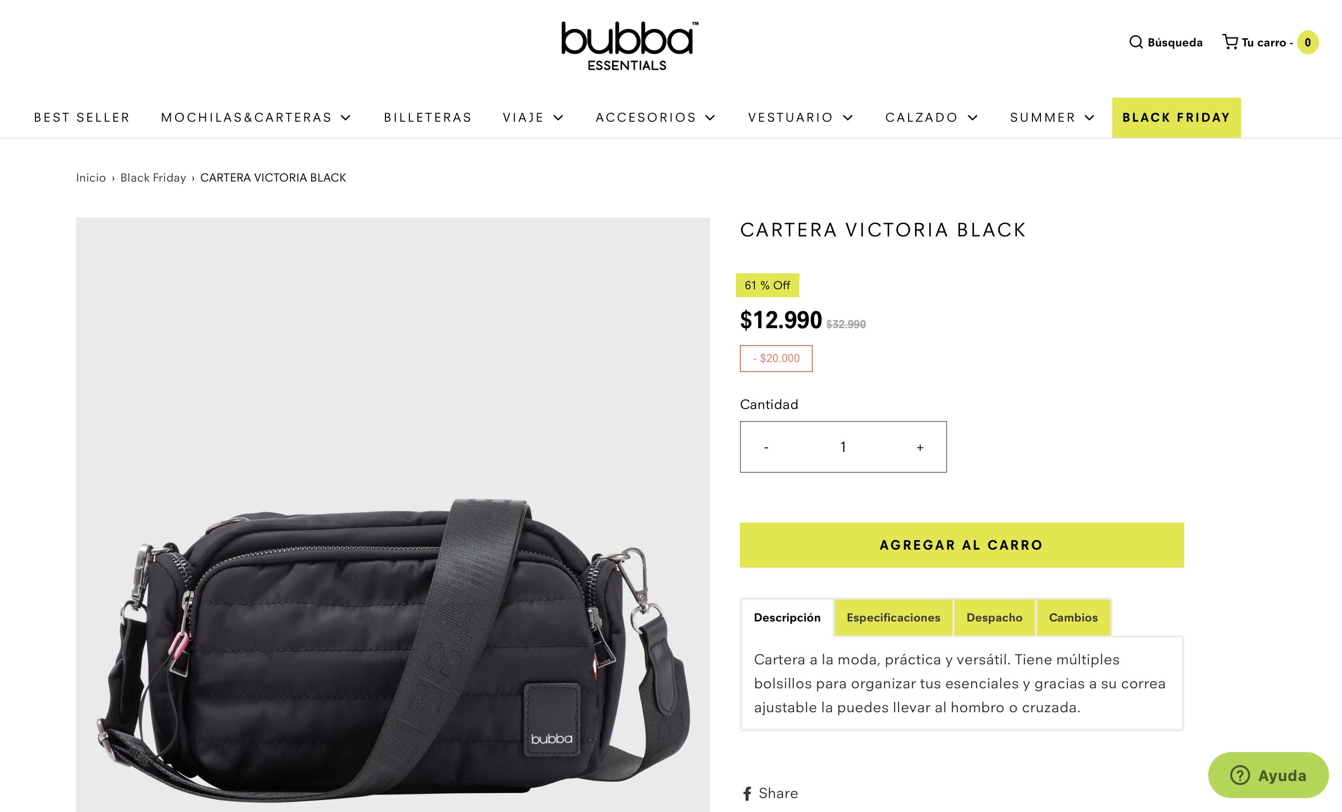 Descuentos Rata on X BlackFridayRata Cartera Victoria Black Bubba bags bajo a 12.990 con todo medio de pago en la web de Bubba Bags. https t QBwZlunKof https t 44AHJoIbE9 X