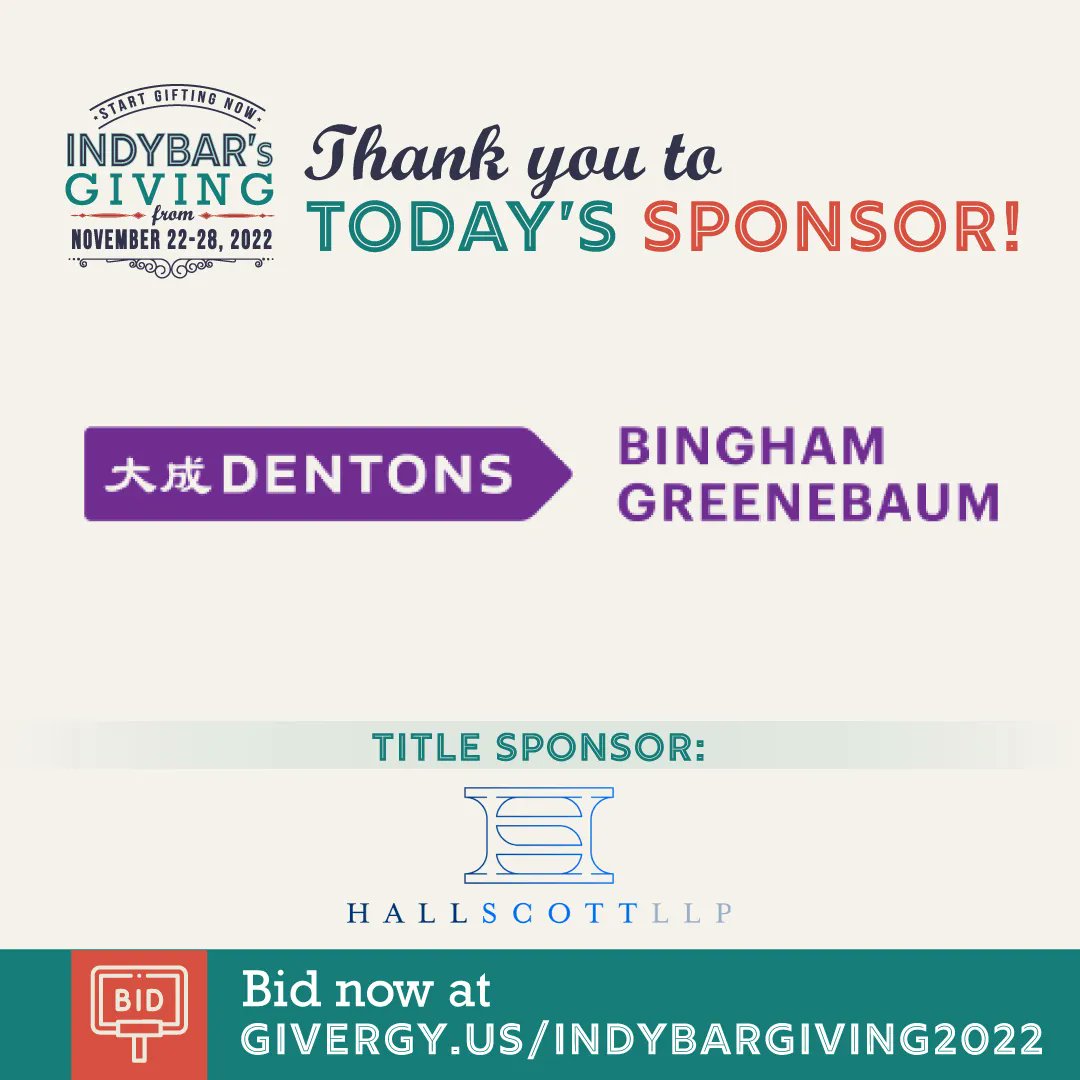 The IndyBar’s Giving online auction is where it’s at! Did you hear we’re auctioning off a week’s stay in New Buffalo, Michigan?! 
Thank you to our sponsor for today, Dentons. Head on over to buff.ly/3TW6mzz and bid today!