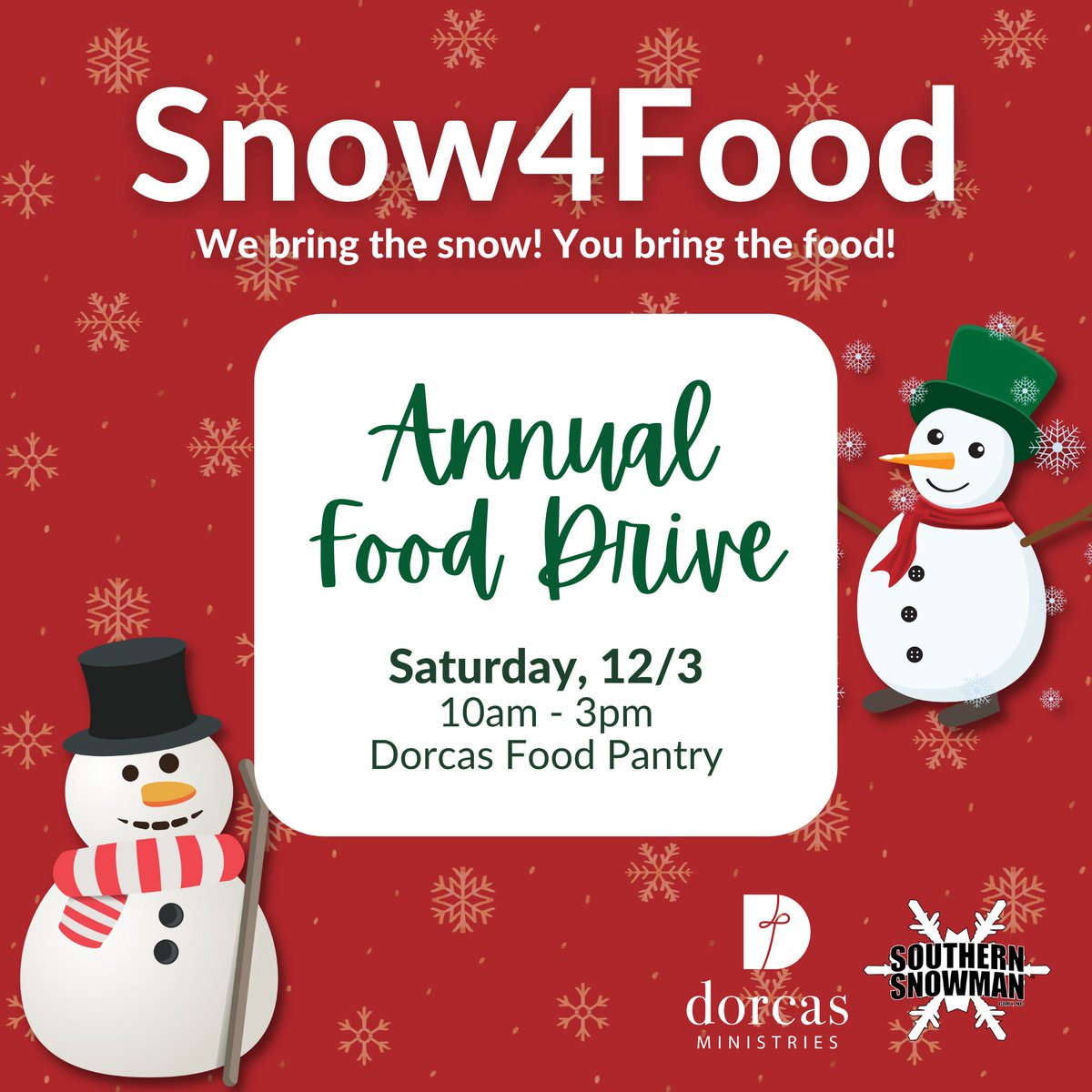We're just ONE week away from our annual Snow4Food event! We hope you'll come and see us, bring a few items for our food pantry and have some fun in the snow! Our list of most needed pantry items can be found here - bit.ly/3ECt7Tj