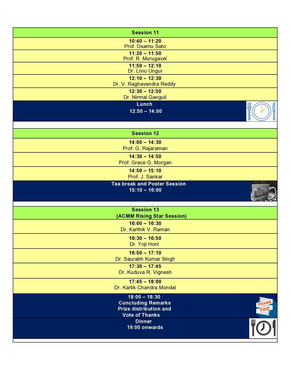 Molecular Magnetism Lab (@mml_iiserb) on Twitter photo We are happy to announce the final programme schedule of ACMM-II. The venue is ready for all the delegates and participants 😊☺
<a href="/KonarSanjit/">Sanjit Konar</a> <a href="/chm_iiserb/">Dept of Chemistry, IISER Bhopal</a> <a href="/iiserbhopal/">IISER Bhopal</a> <a href="/debasishmanna38/">Debasish Manna</a> <a href="/KonerApurba/">Apurba Lal Koner</a> <a href="/jesankar/">Sankar Lab</a> <a href="/amitpaul_iiserb/">Amit Paul, PhD</a> We are happy to announce the final programme schedule of ACMM-II. The venue is ready for all the delegates and participants 😊☺
<a href="/KonarSanjit/">Sanjit Konar</a> <a href="/chm_iiserb/">Dept of Chemistry, IISER Bhopal</a> <a href="/iiserbhopal/">IISER Bhopal</a> <a href="/debasishmanna38/">Debasish Manna</a> <a href="/KonerApurba/">Apurba Lal Koner</a> <a href="/jesankar/">Sankar Lab</a> <a href="/amitpaul_iiserb/">Amit Paul, PhD</a>
