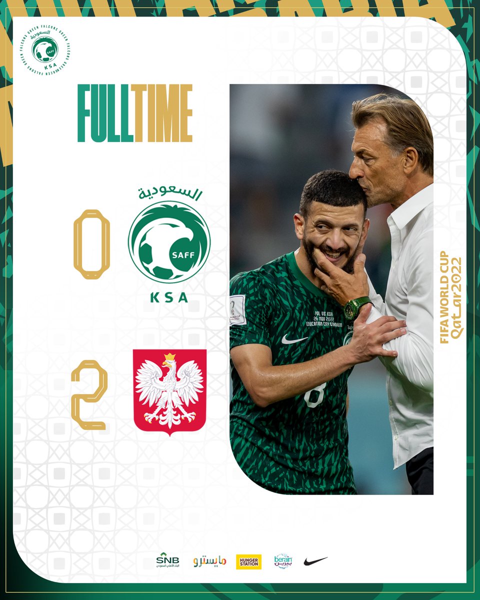نهاية المباراة | 
🇸🇦 السعودية 0 - 2 بولندا 🇵🇱
#السعودية_بولندا