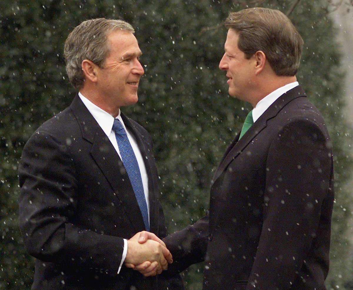 #OTD in #history, 2000, Bush was certified the winner of #Florida's electoral votes by the state SOS. #SCOTUS later stayed Florida's recount, giving Bush the #WhiteHouse. Though the result angered many, Gore's concession proved the importance of our peaceful transfer of power.