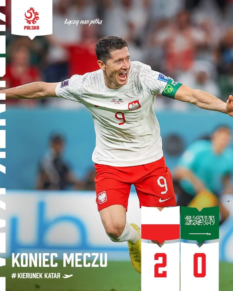 GRATULACJE 🇵🇱🇵🇱🇵🇱🇵🇱
KONIEEEEEC! WYGRYWAMY Z ARABIĄ SAUDYJSKĄ! ✅
_________
Polska - Arabia Saudyjska 🇵🇱🇸🇦 2:0 #KierunekKatar