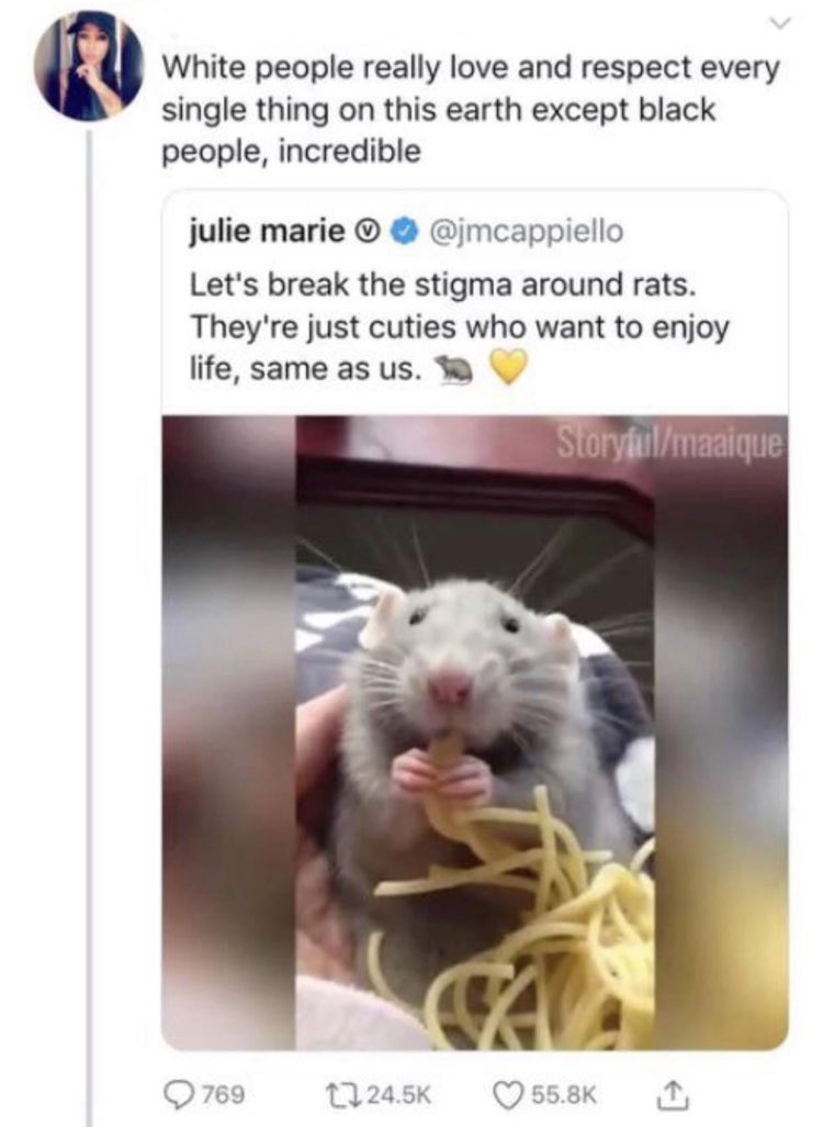 it’s a rat eating pasta