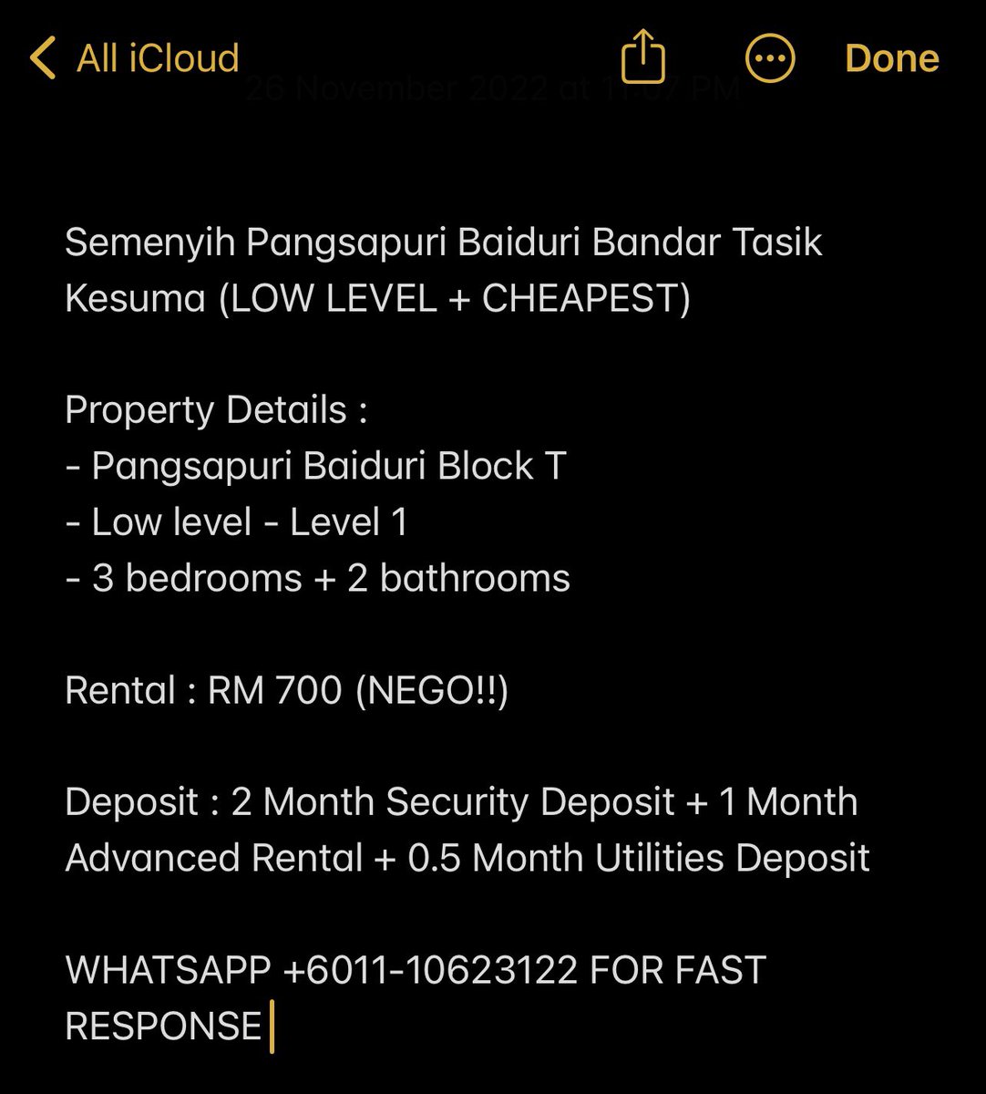 afeaco's tweet photo. Semenyih, Pangsapuri Baiduri Bandar Tasik Kesuma. RM 700 nego!! 

WHATSAPP +6011-10623122 FOR FAST RESPONSE 

Rt pls! ✨ https://t.co/ILbc00FfzN