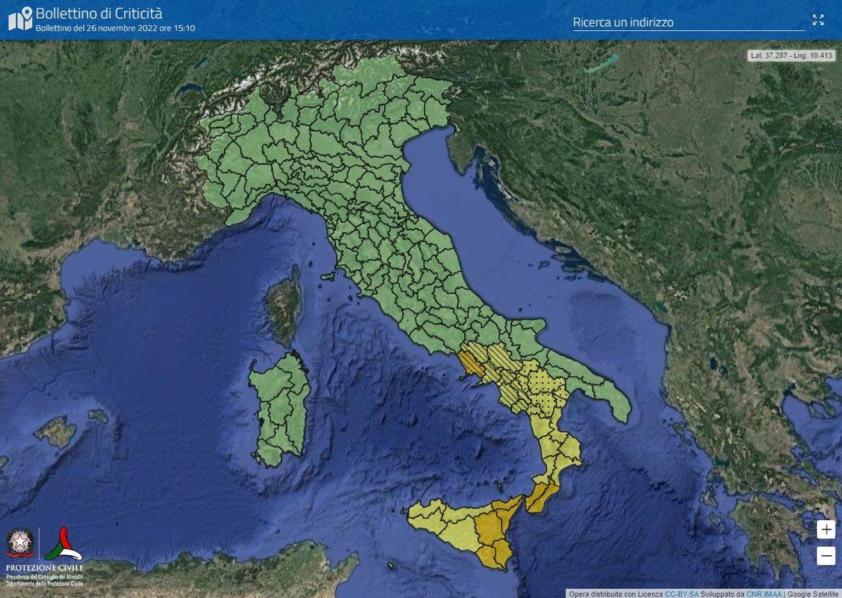 DPCgov's tweet photo. 📅 Domenica #27novembre 
🔔🟠 #allertaARANCIONE su settori di Campania Calabria Sicilia
🔔🟡 #allertaGIALLA sui restanti settori e Basilicata
🔎 Consulta il bollettino di allerta meteo-idro sul tuo territorio 👉 https://t.co/mE6sFKPdqY https://t.co/3gfyvDSCyd