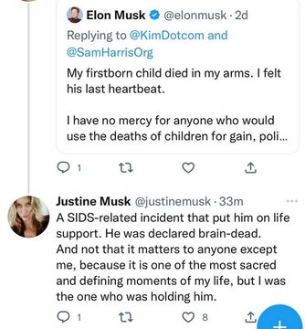 v2Dark's tweet photo. A sinistra, Elon Musk che mente sulla morte di suo figlio per farsi il figo; a destra, uno stagista di SpaceX che spiega come Musk fosse non solo inutile ma anche dannoso, soldi del daddy a parte. Ridicolo lui e ancora più ridicolo chi lo osanna e gli mette i like. #WorstShitEver https://t.co/Sva2KIh77k