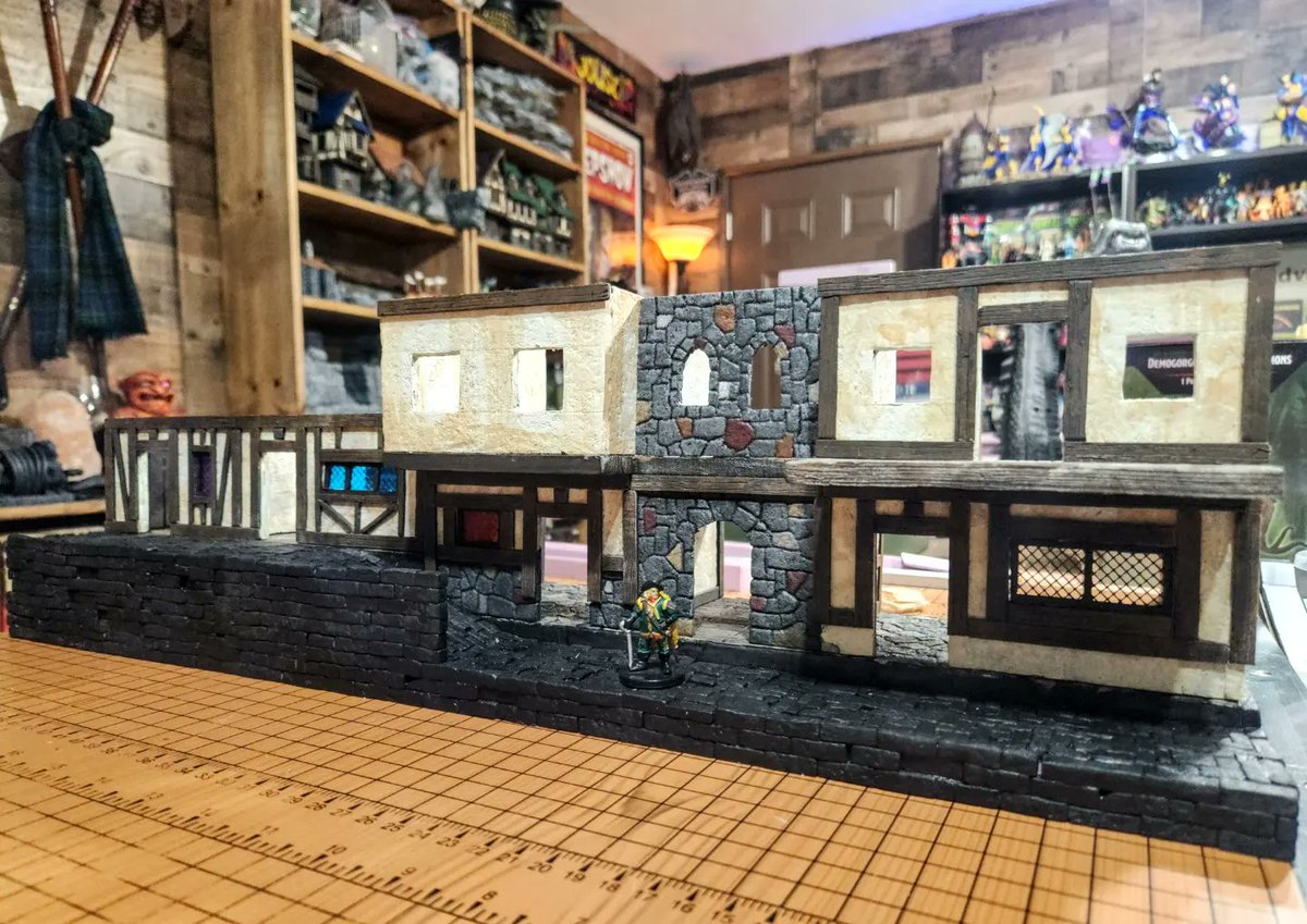 Chris_Oz_Fulton's tweet photo. My son and I hid inside from the crazies and worked on his "pirate village" yesterday. 
#tabletopterrain #tabletopcrafting #tabletopcraftersguild #foamcraft #foamcrafting #ttrpg #dnd #rpg #terrainbuilding #warhammer #dungeonsanddragons #dndterrain #dndterrainbuilding https://t.co/BD2T99Bnc6