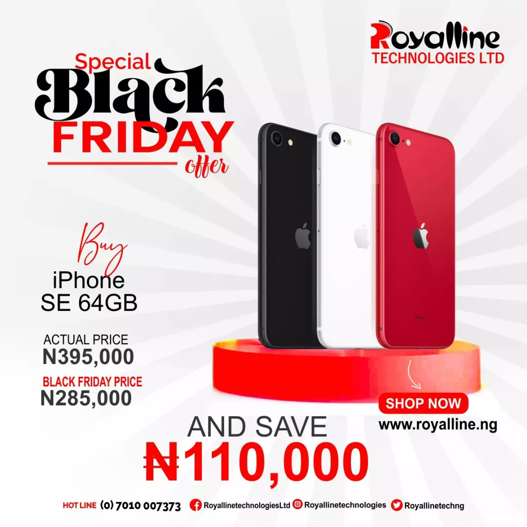 The Black Friday Season maybe over but we at Royalline Technologies Ltd are not. 

Get the iPhone SE and save up to 110k when you purchase any of these models.

Offer valid till 31st November 2022

Available at bit.ly/3F4GSM4

Call To Order: 07010007373

#iphoneSE