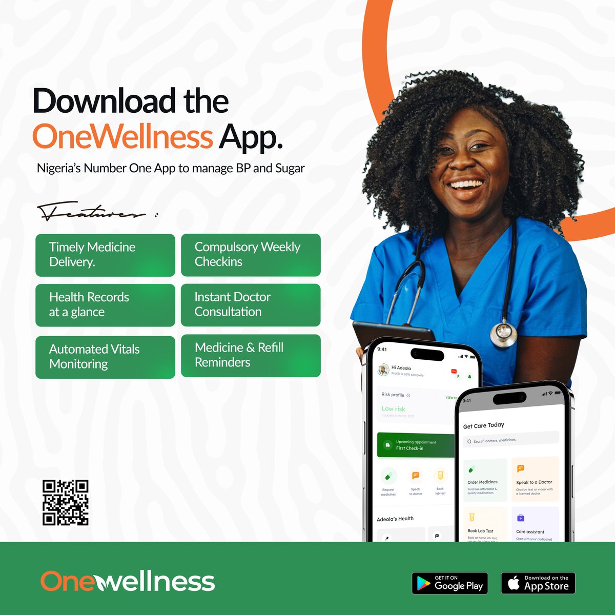 abcs_firm's tweet photo. The @OneWellnessNG App is Nigeria’s number one App to manage BP and Sugar
Download the OneWellness App today to get started
#AbcsAfrica #TechPR #Onehealthng #OneWellnessApp https://t.co/fM5D6s4JpB