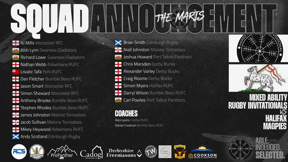 Locked in and ready to go 🔒✅

Once again, here is your MARI's squad to tour Halifax next week 🇬🇧🍀🏴󠁧󠁢󠁥󠁮󠁧󠁿🏴󠁧󠁢󠁷󠁬󠁳󠁿🏴󠁧󠁢󠁳󠁣󠁴󠁿🇹🇴

#AbleIncludedSelected

<a href="/PTPANTHERSS/">Port Talbot Panthers RFC</a> <a href="/SwanseaGlads/">GladiatorsRFC</a> <a href="/WorcesterRFCMA/">Worcester RFC Mixed Ability</a> <a href="/BumblesRugby/">Bumbles Rugby</a> <a href="/YorkRIRUFC/">York RI RUFC</a> <a href="/ERCommunityTeam/">Edinburgh Rugby Community</a> <a href="/MaloneRFC/">Malone RFC</a> <a href="/DerbyRugbyClub/">DerbyRugbyClub</a>