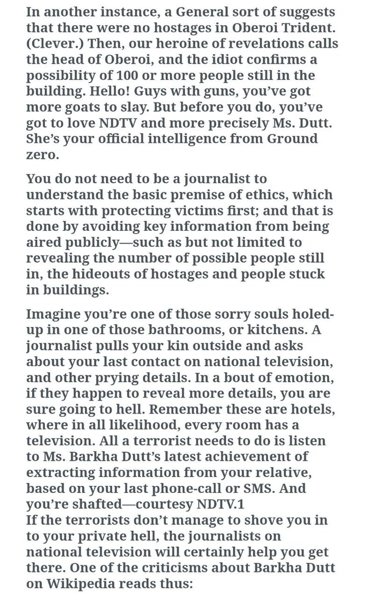 JaiViraj7's tweet photo. #DontForgetPak2611 
Chaitanya Kunte was forced to delete his blogpost and go off social media permanently, as Barkha Dutt and NDTV had issued legal notice against him, for a post against Barkha Dutt's irresponsible journalism during 26/11. https://t.co/v1o7YSNrpY