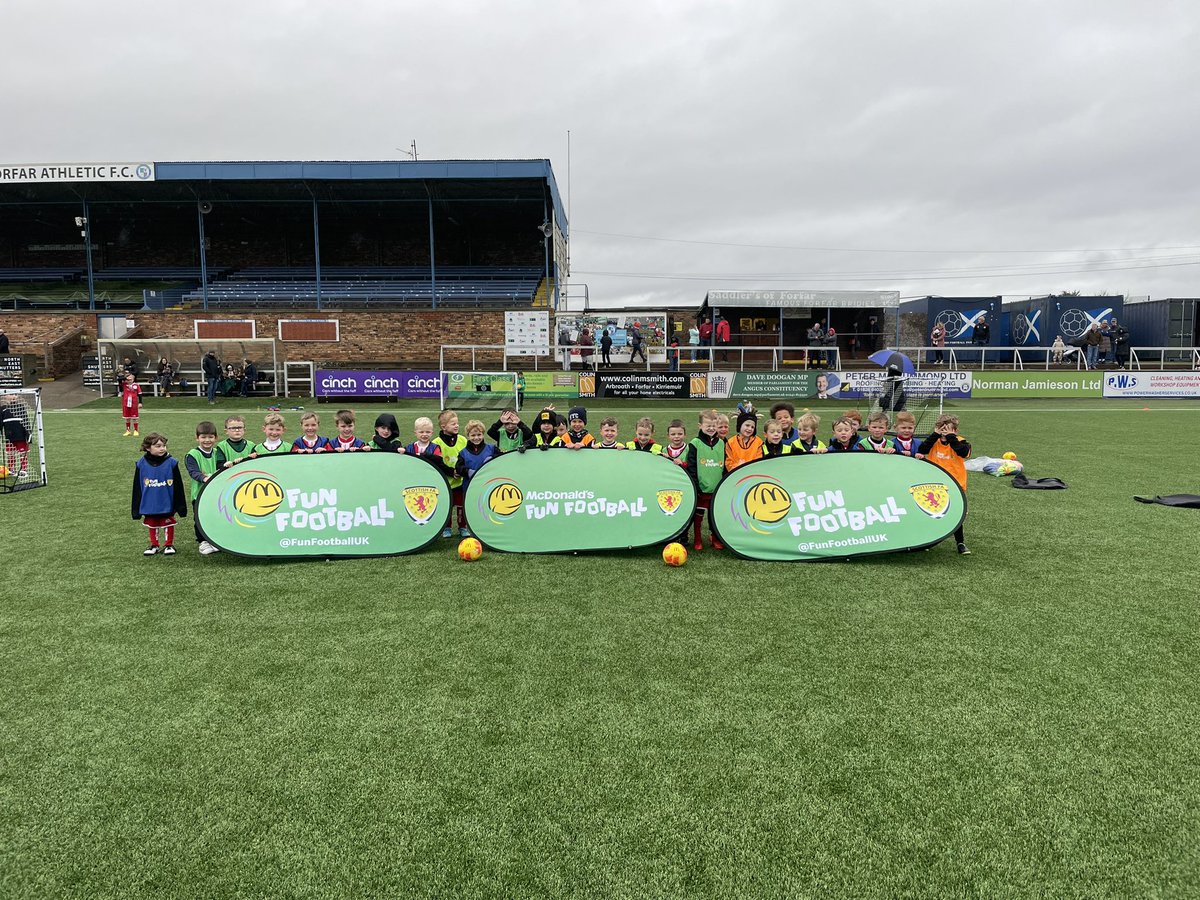 Fantastic morning at <a href="/ForfarCFT/">Forfar Community Football Trust</a>, lots of smiles on faces and goals being scored between <a href="/BrechinCC/">Brechin Community Club</a>, <a href="/DryburghACC/">Dryburgh Athletic Community Club</a> &amp; <a href="/ForfarAthCFC/">Forfar Athletic Community Football Club</a> 2017s in the <a href="/FunFootballUK/">McDonald’s Fun Football</a> festival. Well done all 👏🏽⚽️ <a href="/ScotFAEast/">East Region</a>
