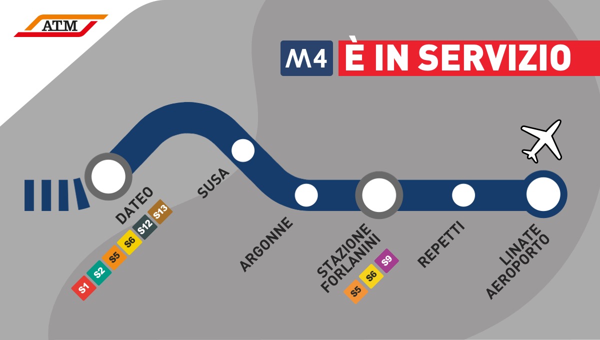 atm_informa's tweet photo. La nuova M4 è in servizio tutti i giorni tra Linate Aeroporto e Dateo. Orari, linee di corrispondenza e tutte le informazioni per viaggiare alla pagina: https://t.co/T62aDFIBfb #benvenutaM4 https://t.co/9sh1zHouFY