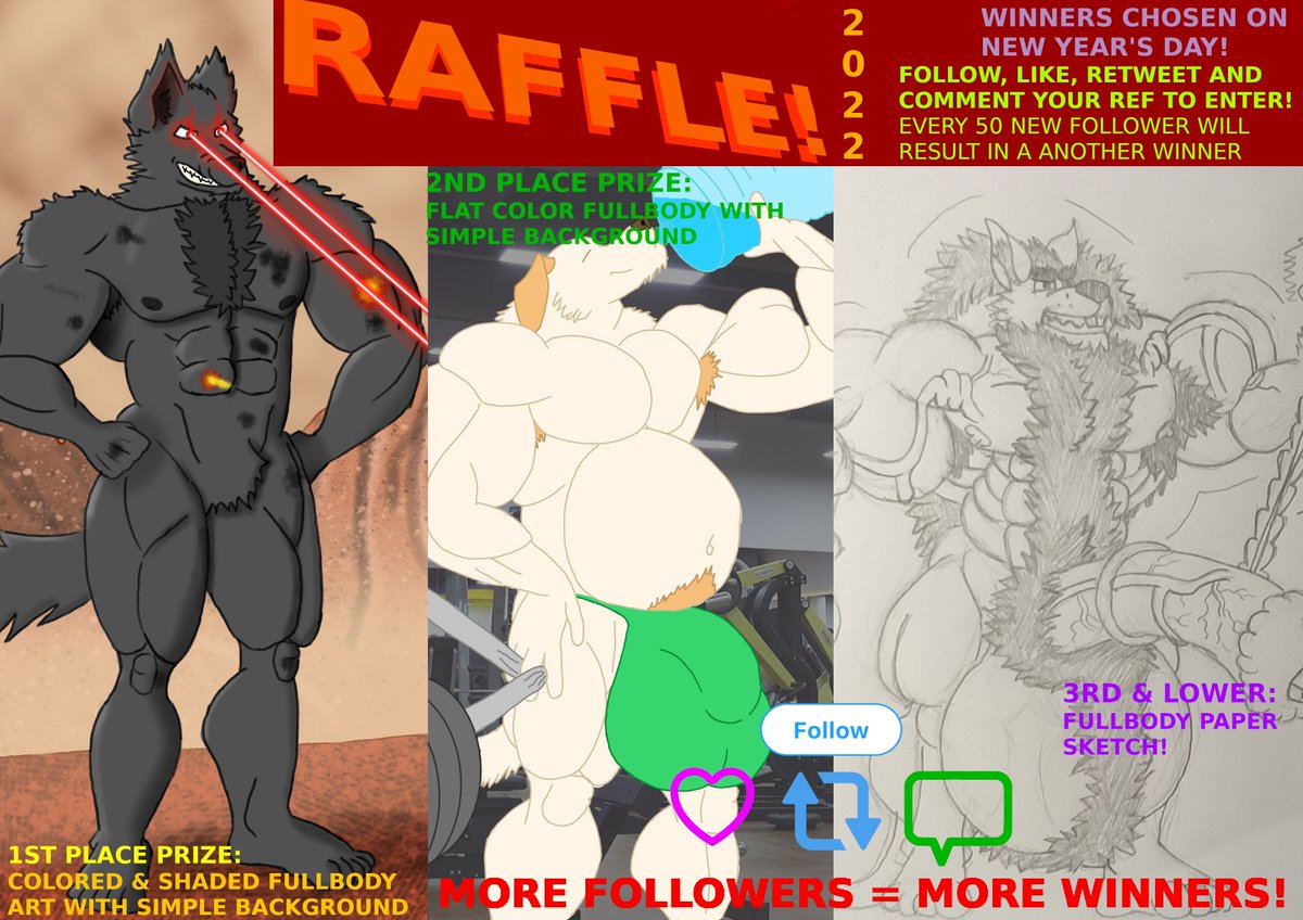 RAFFLE! YAY!
Follow, like, retweet and comment your ref to enter!
every 50 new followers will increase the number of winners!
Enter until January 1st 2023!

(I will dm each winner, if there is no reply for a week a new winner will be drawn in there place)