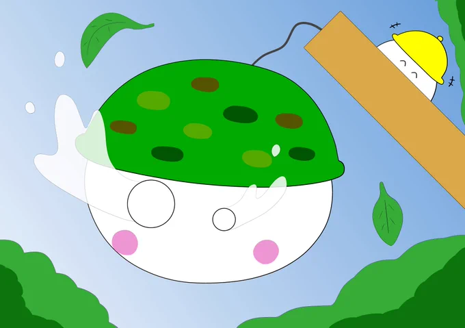こんばんは今日はポケモン沢山やりましたもちねこバンジー 修正絵「うわぁぁぁぁぁぁぁ」#イラスト 