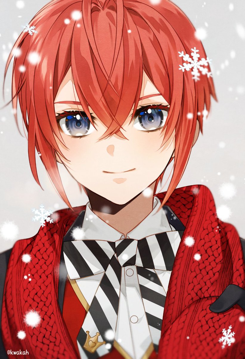 1boy male focus red hair solo looking at viewer scarf gloves  illustration images