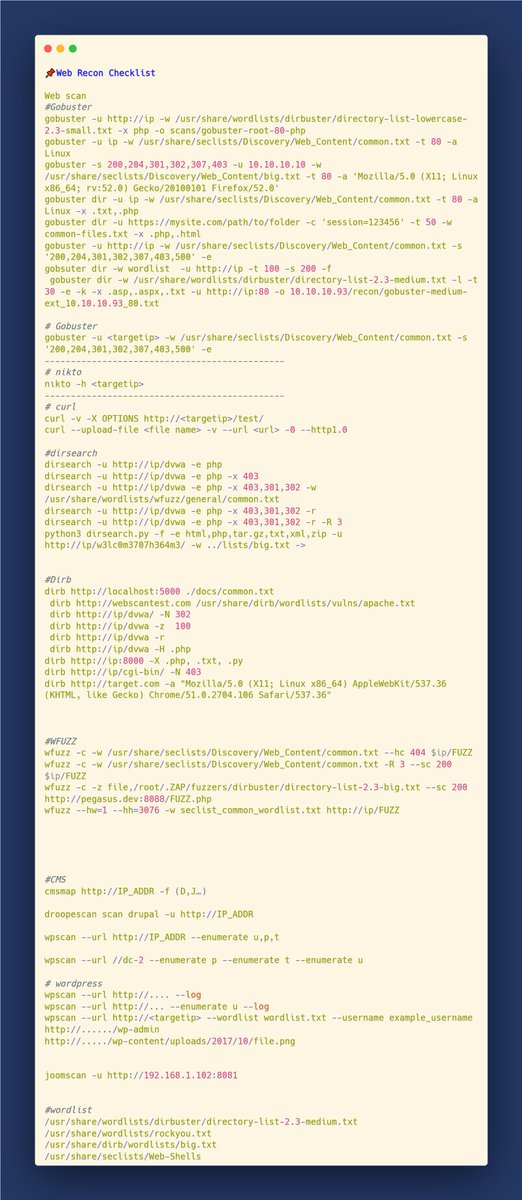 aacle_'s tweet photo. 📃Huge Web Recon Checklist🏹
#bugbounty #infosec #recon

See : 👇 https://t.co/Ov4SqOEeg3