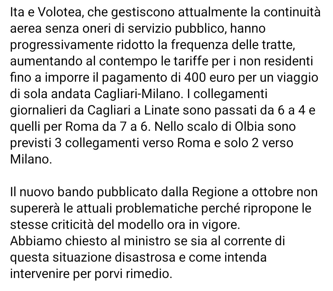 fraghirra's tweet photo. La #discontinuità territoriale della #Sardegna ha raggiunto livelli insopportabili.
#Interrogazione al #ministro dei #trasporti.
#AlleanzaVerdiSinistra
#Progressisti
#Sardegna
#discontinuitàterritoriale
#isolani
#isolati
https://t.co/A7v9DhN6N7 https://t.co/4dsEfRD3ih