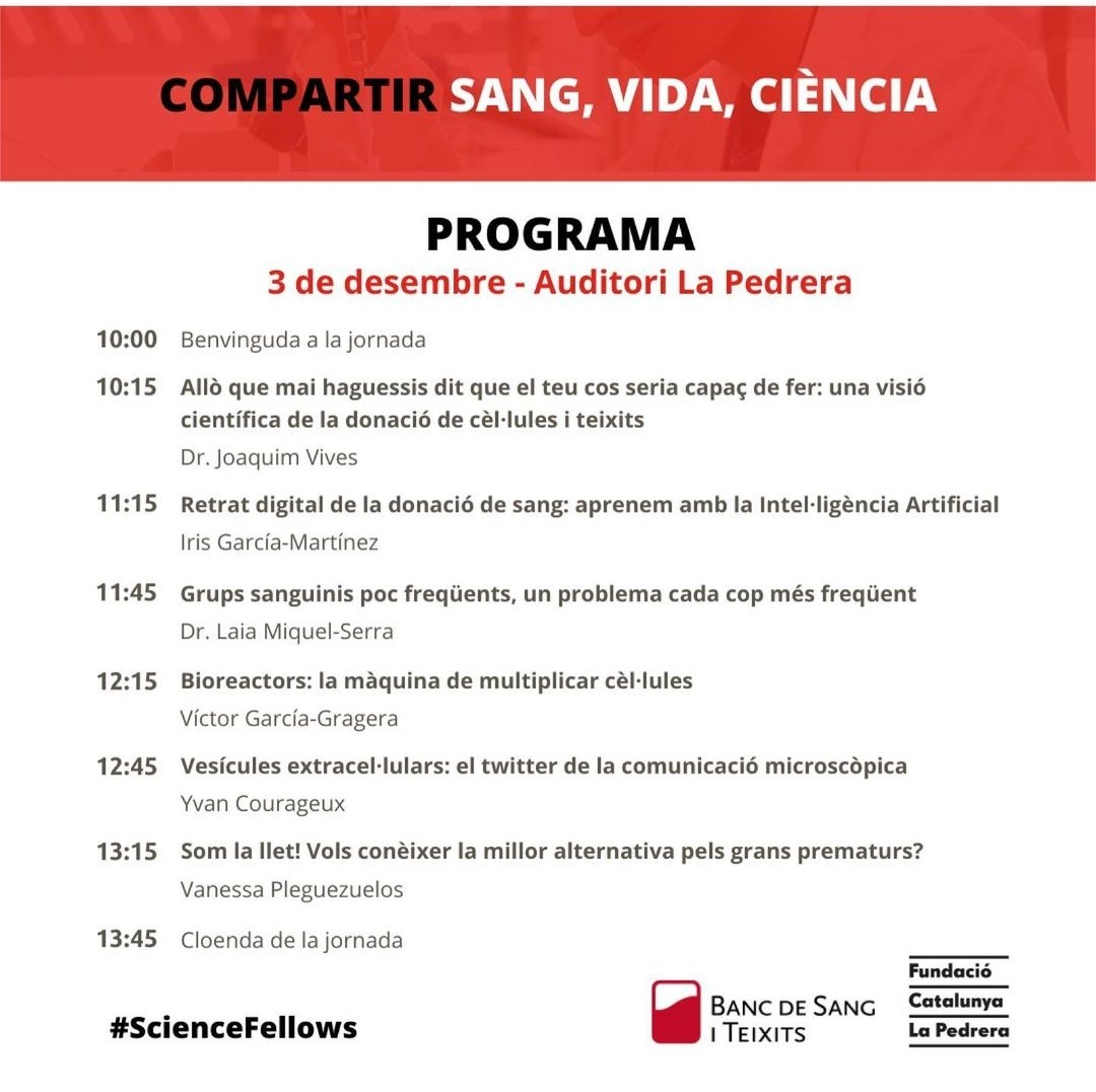 donarsang's tweet photo. Jornada de donació de sang a #laPedrera #Barcelona amb xerrades per descobrir la #recerca que fem al Banc de Sang i Teixits de la mà de la comunitat #ScienceFellows de @PedreraScience i @PedreraFundacio
Apunta-t'hi! 👇🏻
https://t.co/MTB0tuwrX6 https://t.co/zClEqzMaq0