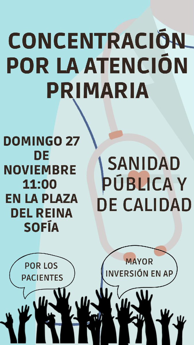 PlatSAR_SUAP's tweet photo. Mañana domingo: sanitarios, ciudadanos, todos juntos de la mano 📢📢📢

#SOS_SUAPySAR https://t.co/ZEJK2XCQlO