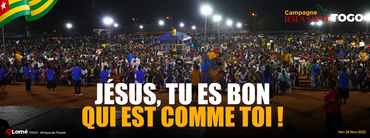 messagesdevie's tweet photo. 𝗖𝗔𝗠𝗣𝗔𝗚𝗡𝗘 𝗝𝗘𝗦𝗨𝗦 𝗦𝗔𝗨𝗩𝗘 𝗔𝗙𝗥𝗜𝗤𝗨𝗘🌍|𝗧𝗢𝗚𝗢 🇹🇬
𝗖𝗥𝗢𝗜𝗦𝗔𝗗𝗘 |𝗟𝗢𝗠𝗘 𝗝𝗢𝗨𝗥 𝟭
SEIGNEUR FAIT NOUS VOIR TA GLOIRE.
Moment d'adoration, de louange
La population de Lomé venue en nombre pour voir la gloire de DIEU
Merci Jésus pour ton peuple.
#CJSATOGO https://t.co/EEAyE0158G