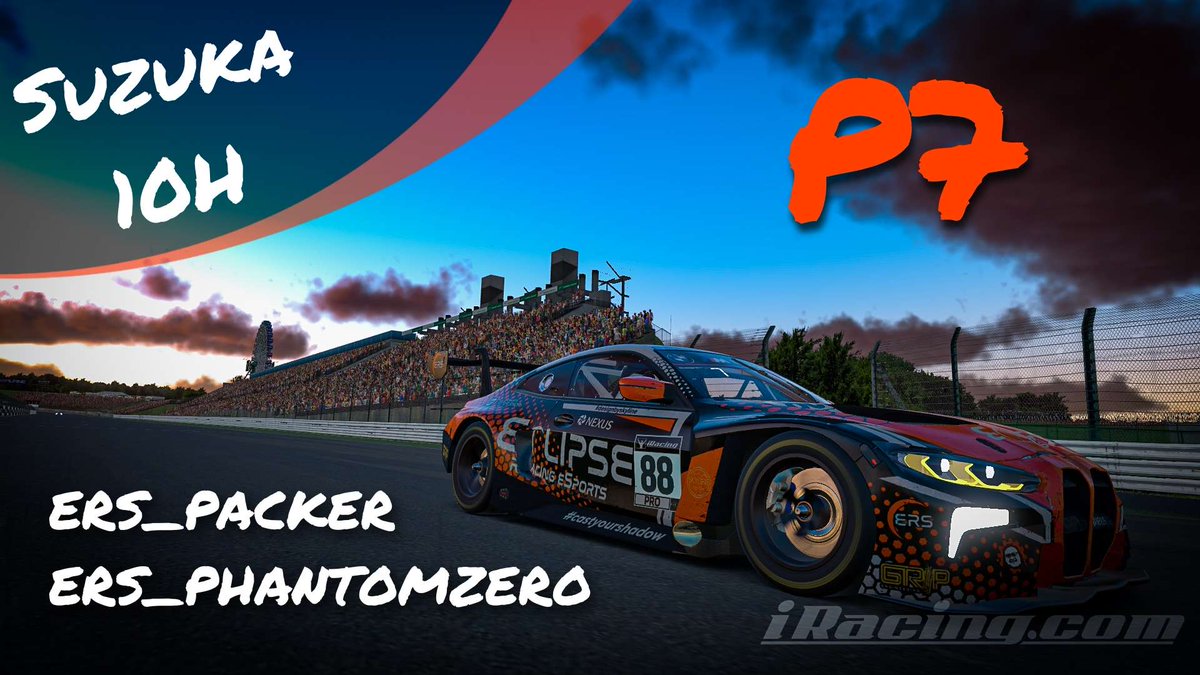 ERS_Esports's tweet photo. Consistency is key.
Phantom and Packer took on the 10H of Suzuka and after a hard fought battle and some close calls brought it home to P7.
Congrats to both drivers for an amazing effort!
#ERS | #castyourshadow | #iracing https://t.co/RqcNkDkn9i