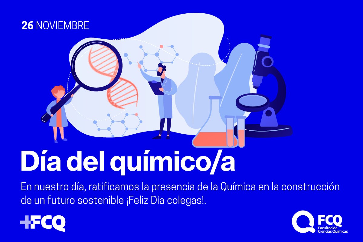 fcqoficial's tweet photo. Día del Químico/a🧪🧫🥼🔬
En nuestro día, ratificamos la presencia de la Química en la construcción de un futuro sostenible ¡Felíz Día Colegas!.
#Fcq #quimic https://t.co/vzuLjJIBpl