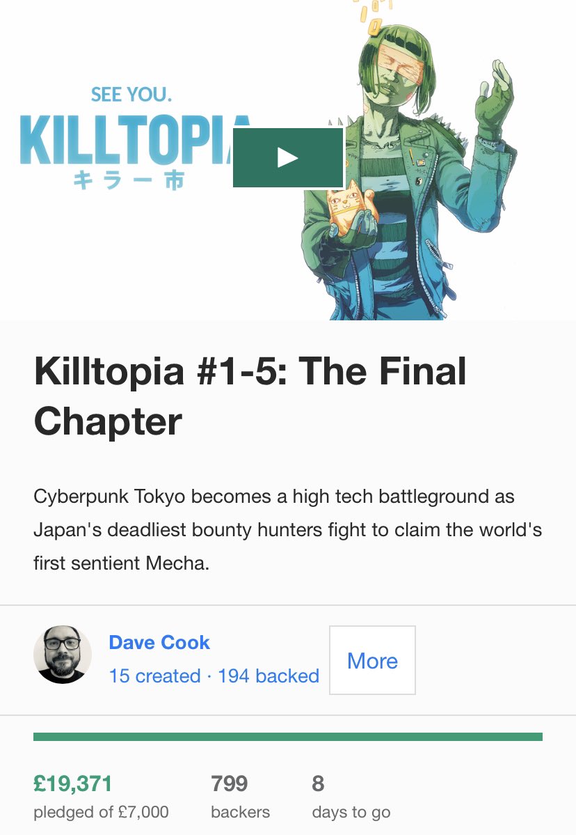 Anyone want to be backer 800? :D

Inspired by Cowboy Bebop, Akira and Ghost in the Shell, Killtopia is about bounty hunters in Neo Tokyo fighting over the worlds first sentient Mecha. 

kickstarter.com/projects/bust/…