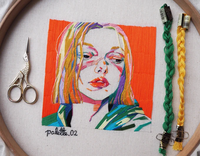 Palette.02 손자수 인물 일러스트 / hand embroidery portrait 
